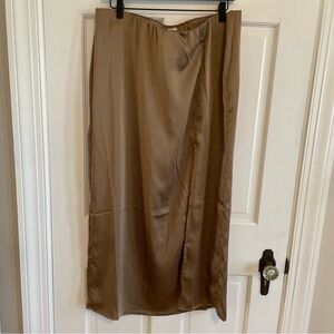 a new day Brown Satin Midi Skirt